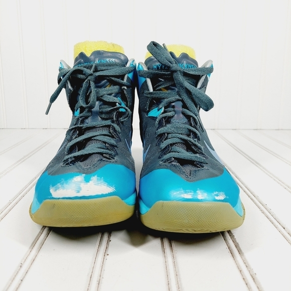 Nike Zoom Hyperquickness Blue Athleisure Running Lace Up High Top Sneakers D801 - Picture 3 of 11